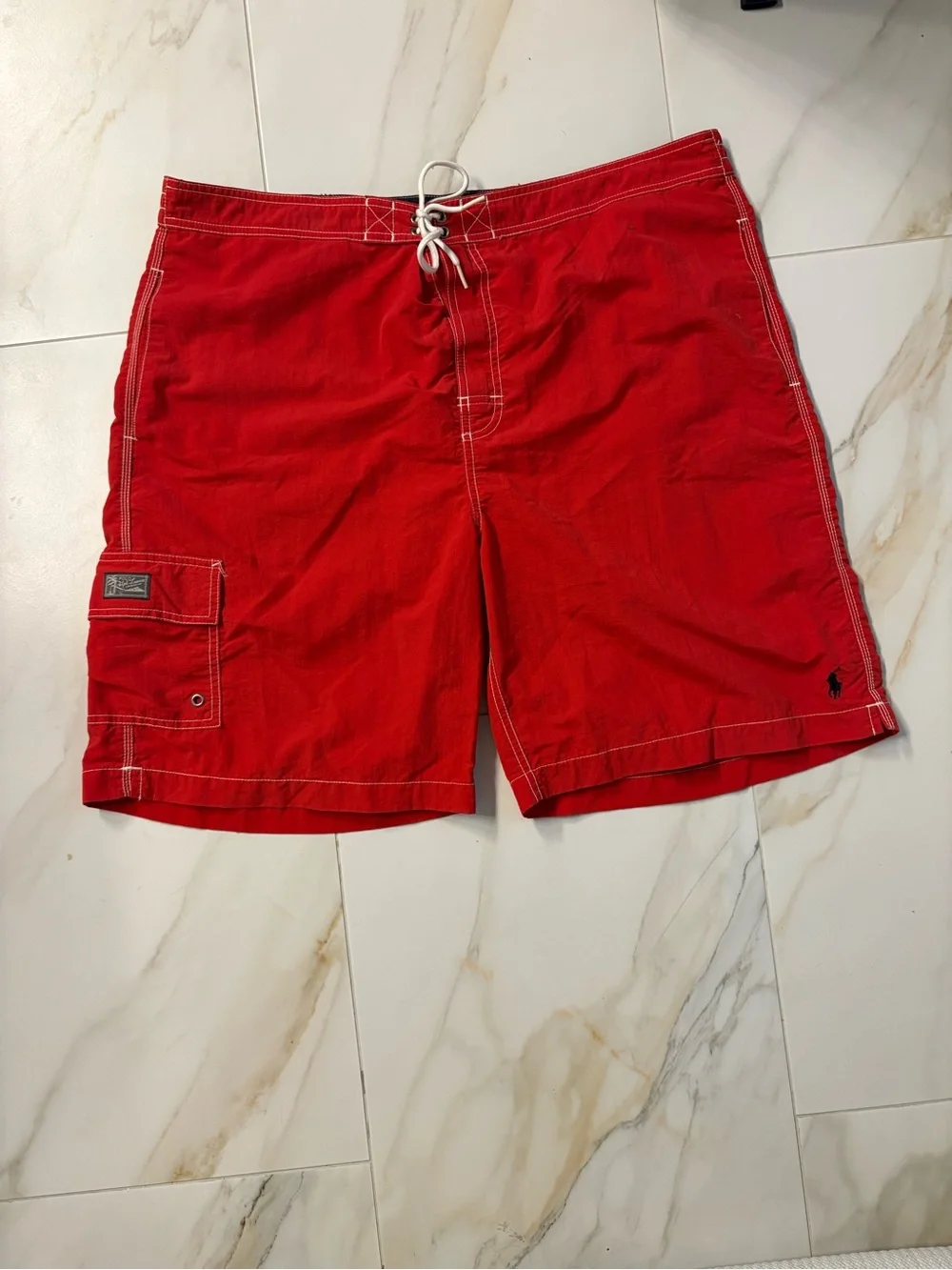 Ralph Lauren Red Men's Swim Trunks with Cargo Pocket